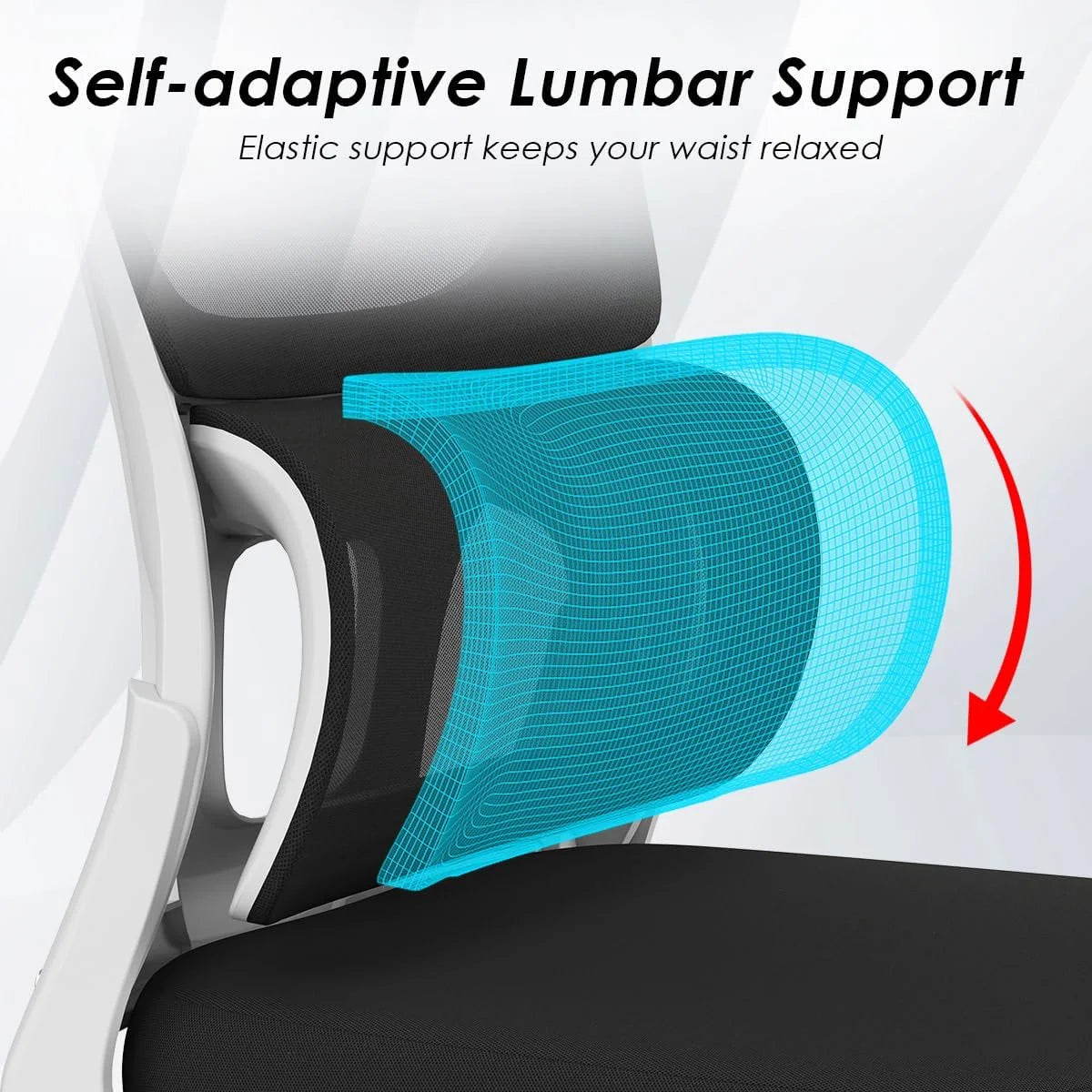 Farini Ergonomic Office Chair, Mesh Desk Chair with Lumbar Support, Comfy Computer Desk Chair with Flip Armrest Rolling Wheels for Home Study Room Office