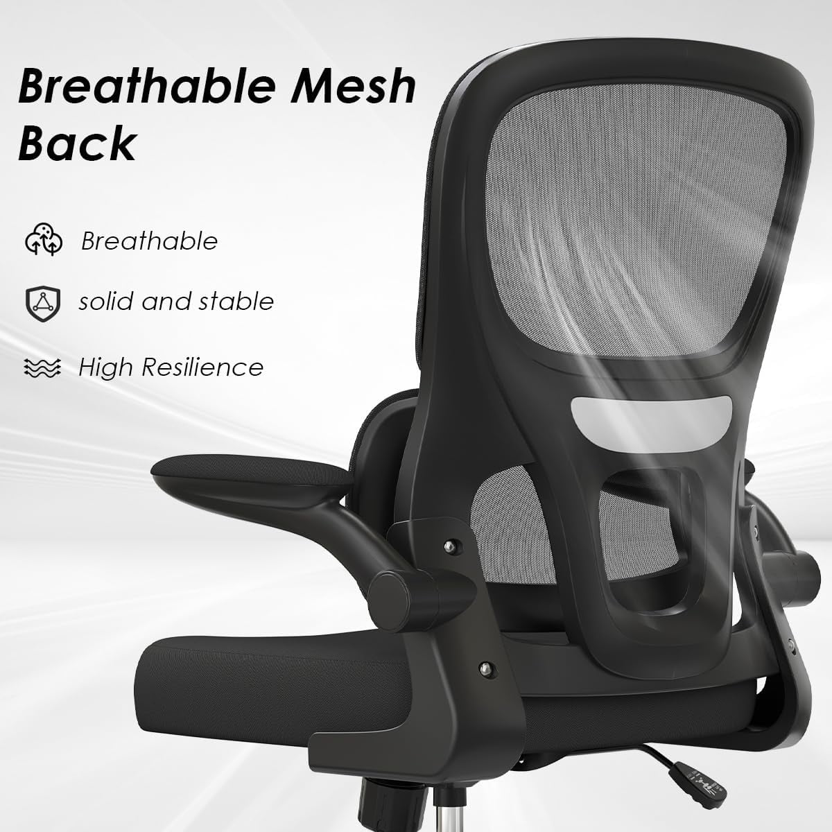 Farini Ergonomic Office Chair, Mesh Desk Chair with Lumbar Support, Comfy Computer Desk Chair with Flip Armrest Rolling Wheels for Home Study Room Office