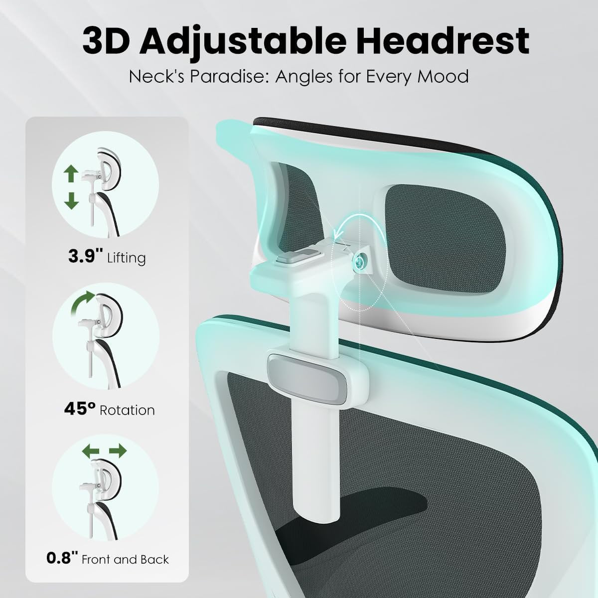 Farini Ergonomic Office Chair,Home Office Desk Chair with Adjustable Lumbar Support and Armrests,Comfy Computer Desk Chair with Headrest,for Home and Office