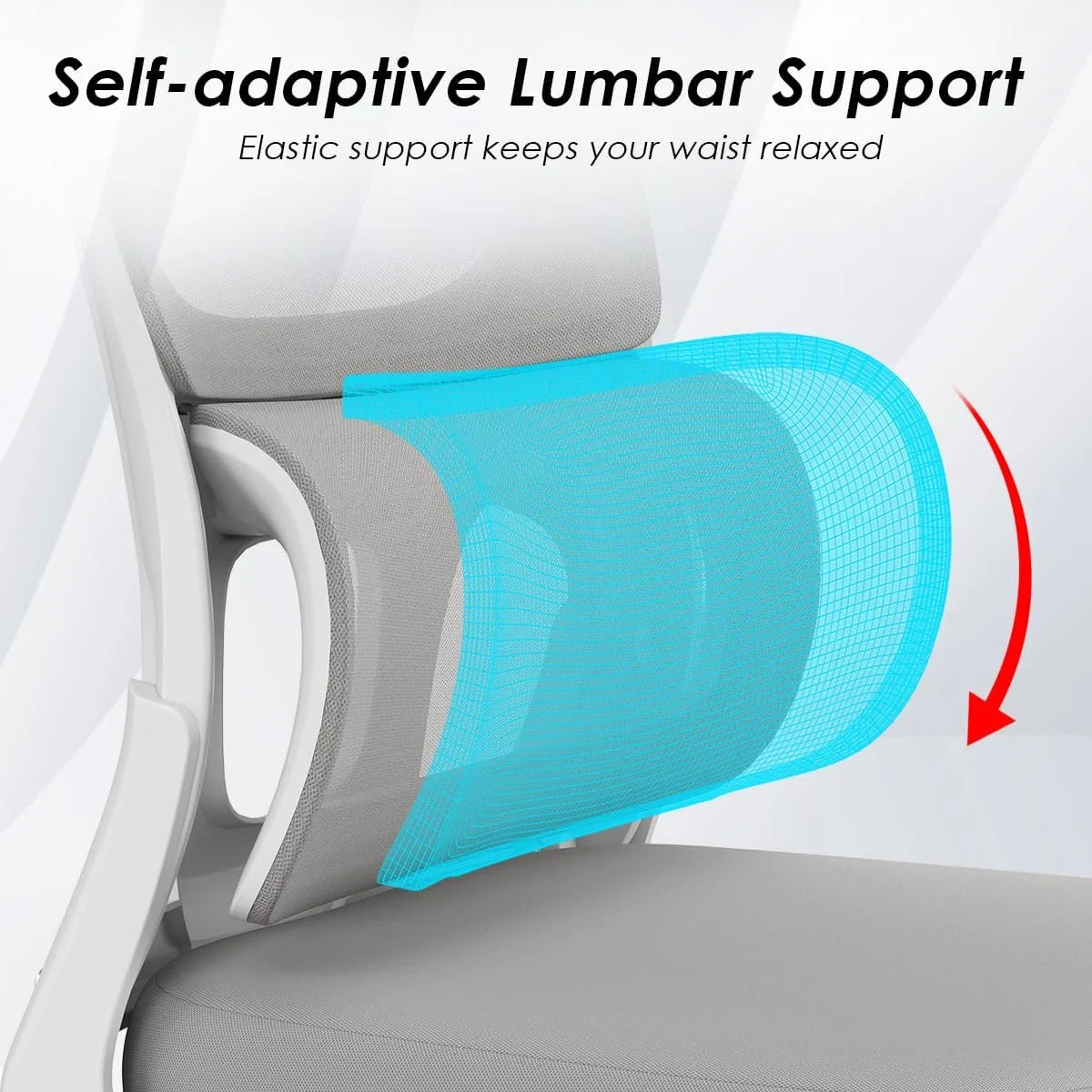 Farini Ergonomic Office Chair, Mesh Desk Chair with Lumbar Support, Comfy Computer Desk Chair with Flip Armrest Rolling Wheels for Home Study Room Office