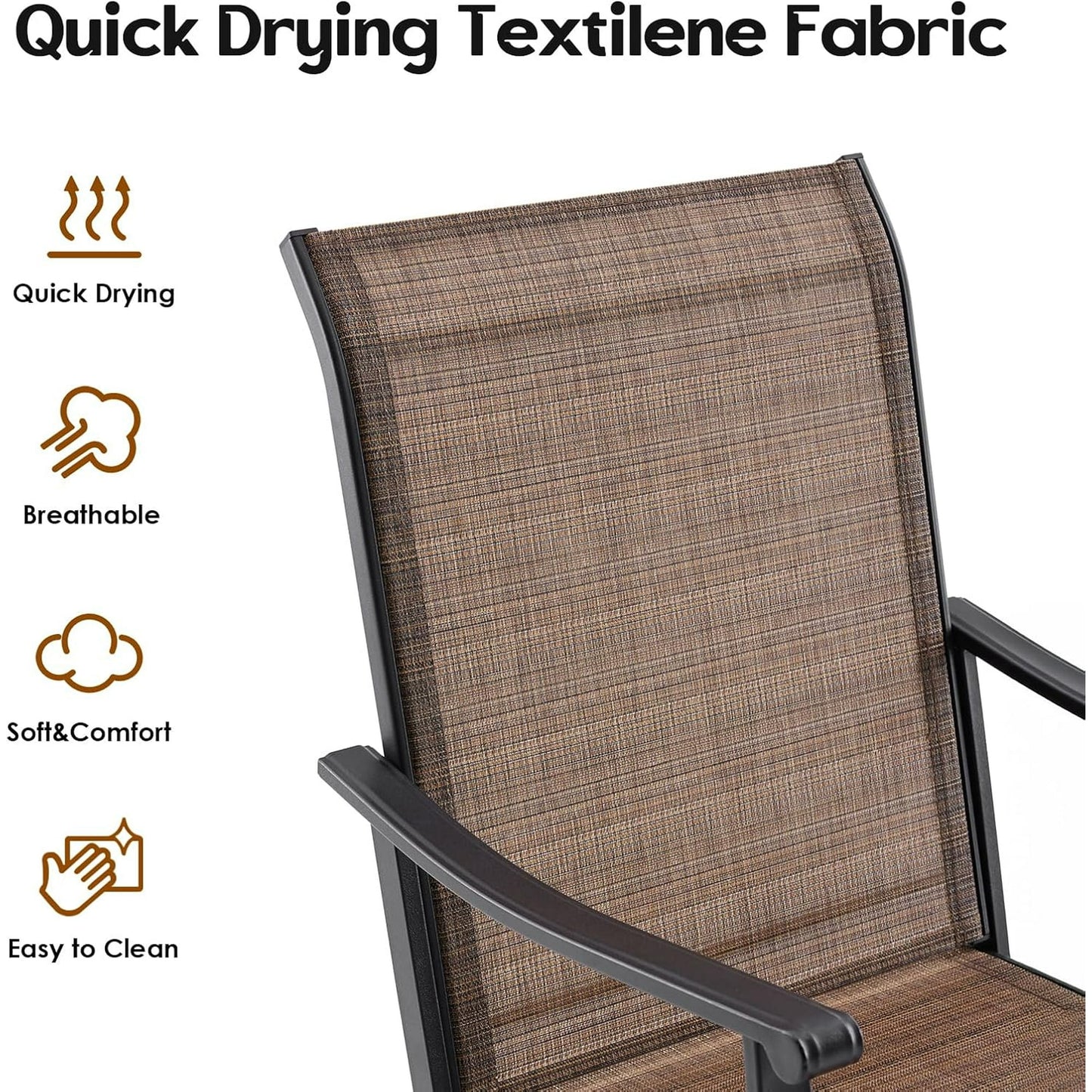 Farini Outdoor Dining Chairs Set, 360°Swivel Patio Dining Chair with Textilene Fabric, Outdoor Metal Armchair All Weather Resistant, Ergonomic Comfort, Perfect for Patio, Backyard, Balcony