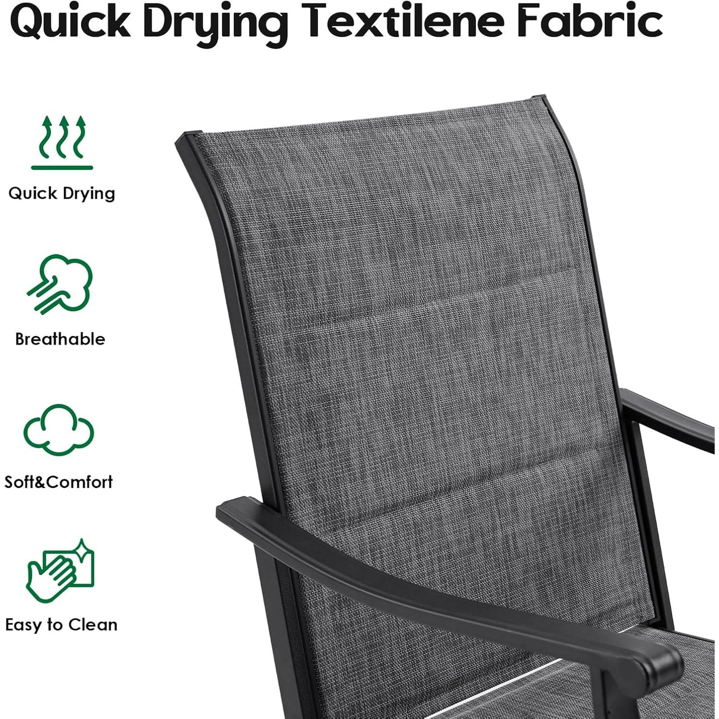 Farini Outdoor Dining Chairs Set, 360°Swivel Patio Dining Chair with Textilene Fabric, Outdoor Metal Armchair All Weather Resistant, Ergonomic Comfort, Perfect for Patio, Backyard, Balcony