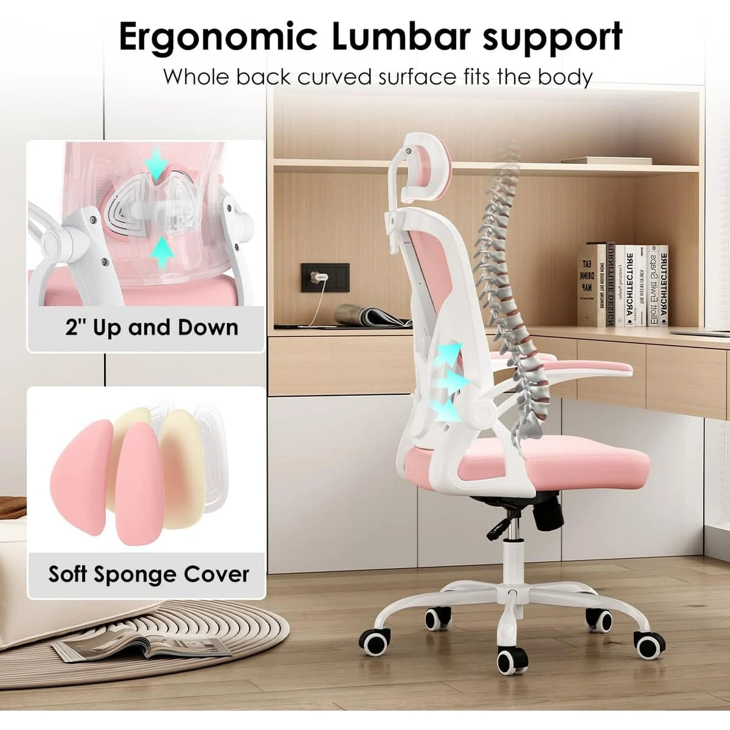 Farini Ergonomic Office Chair, Home Office Desk Chair with Headrest, High Back Computer Chair with Armrests and Adjustable Lumbar Support.for Home Office Study Room Bedroom