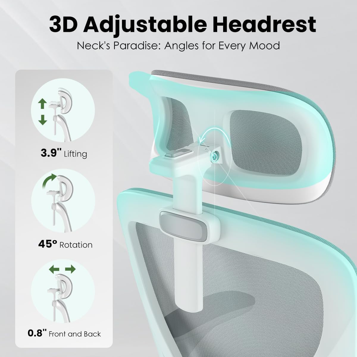 Farini Ergonomic Office Chair,Home Office Desk Chair with Adjustable Lumbar Support and Armrests,Comfy Computer Desk Chair with Headrest,for Home and Office