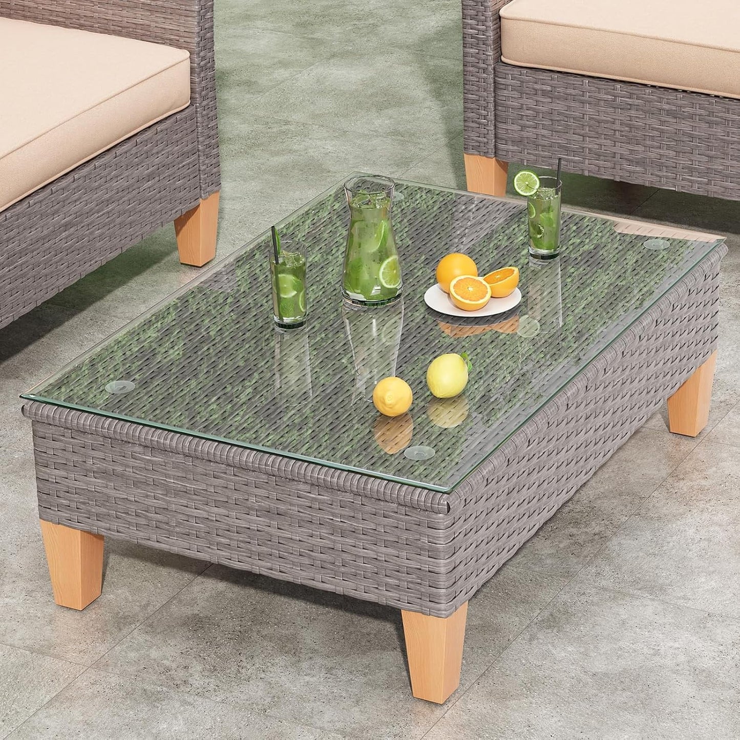 Farini Outdoor Wicker conversation sets, (4,7,9 Pieces) Patio Furniture Sofa Set with Coffee Table, All Weather for Garden, Backyard, Balcony