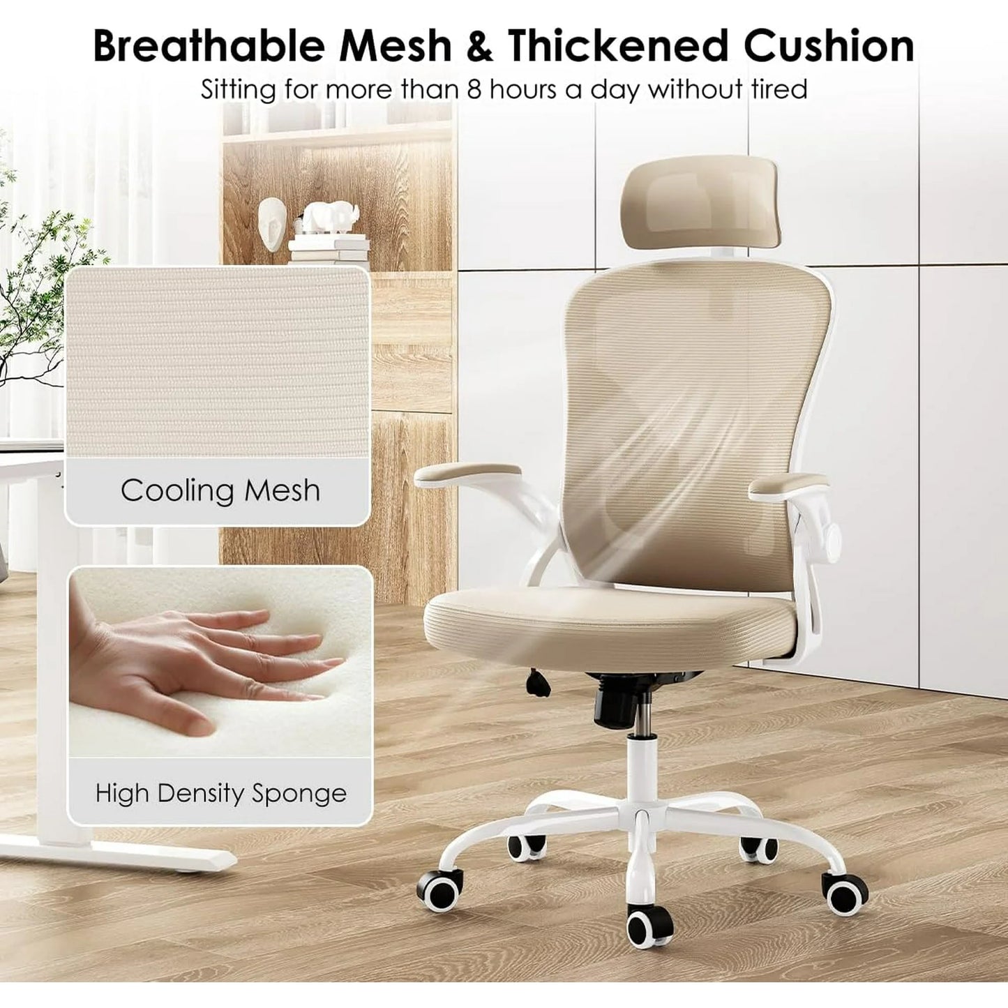 Farini Ergonomic Office Chair, Home Office Desk Chair with Headrest, High Back Computer Chair with Armrests and Adjustable Lumbar Support.for Home Office Study Room Bedroom