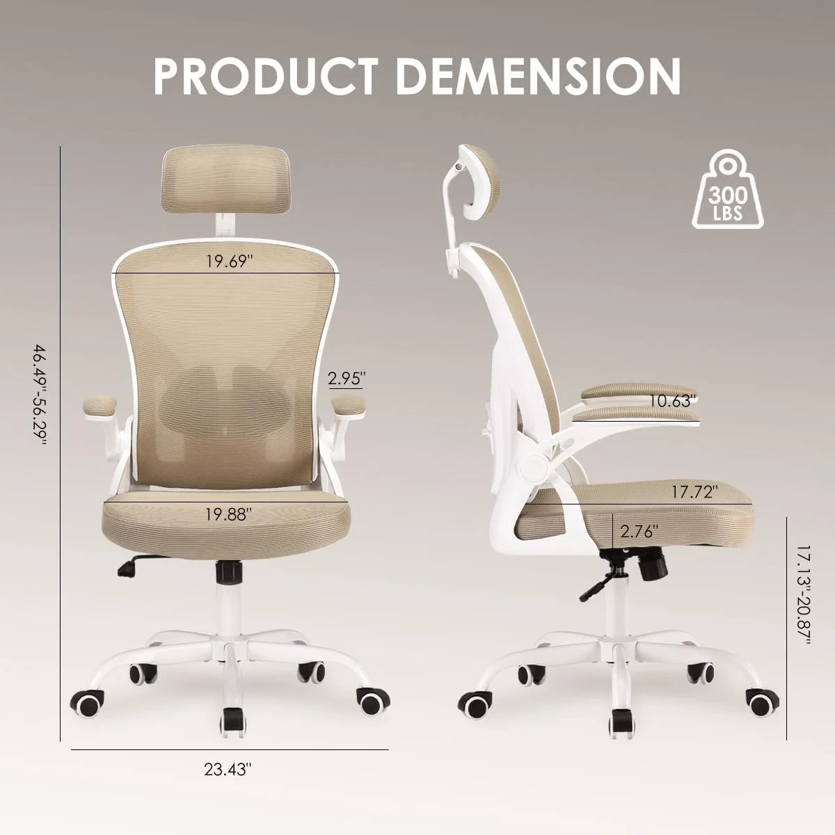 Farini Ergonomic Office Chair, Home Office Desk Chair with Headrest, High Back Computer Chair with Armrests and Adjustable Lumbar Support.for Home Office Study Room Bedroom