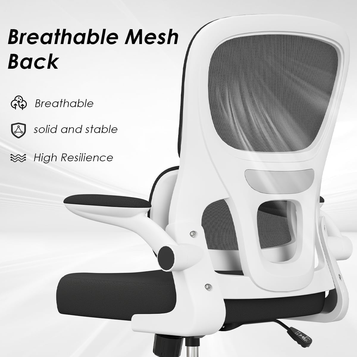 Farini Ergonomic Office Chair, Mesh Desk Chair with Lumbar Support, Comfy Computer Desk Chair with Flip Armrest Rolling Wheels for Home Study Room Office