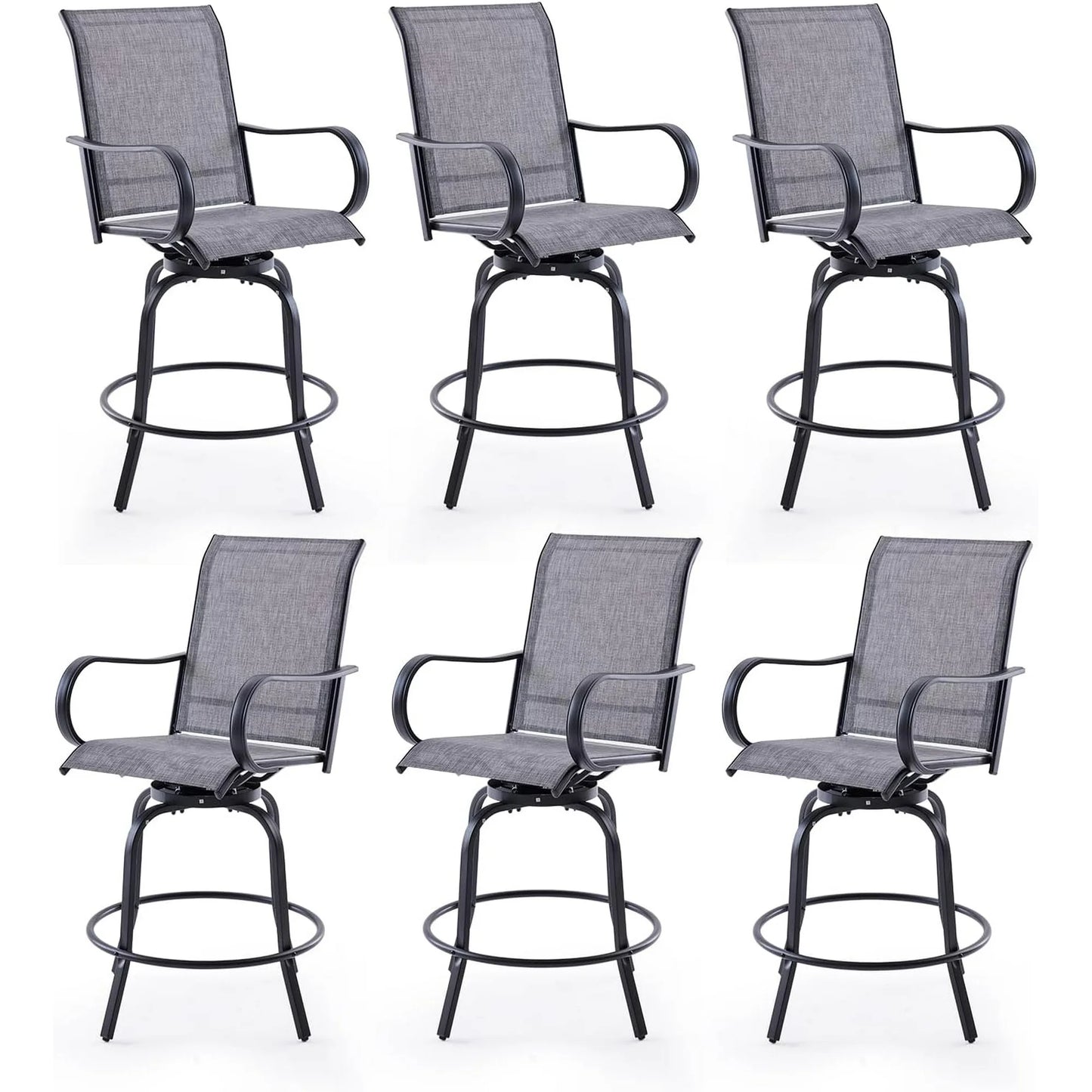 Farini Outdoor Bar Stools Set, 360°Swivel Patio Barstools with Textile Fabric,Ergonomic Comfort Bar Height Tall Outdoor Stools for Balcony