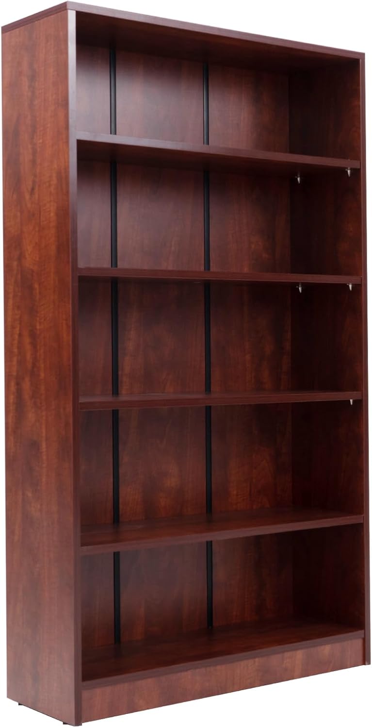 Farini 5 Shelf Bookcase 60 inch Tall Wood Bookshelf for Bedroom